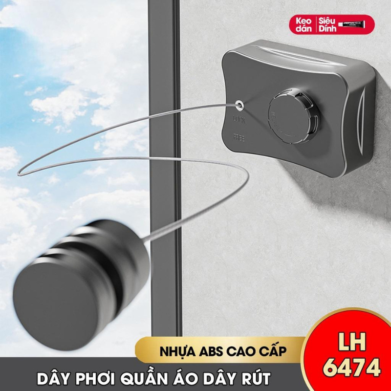 Dây phơi quần áo dây rút vô hình lh-6474 treo trong phòng tắm ngoài ban công ngoài trời dài tới 5.1m sp412325983