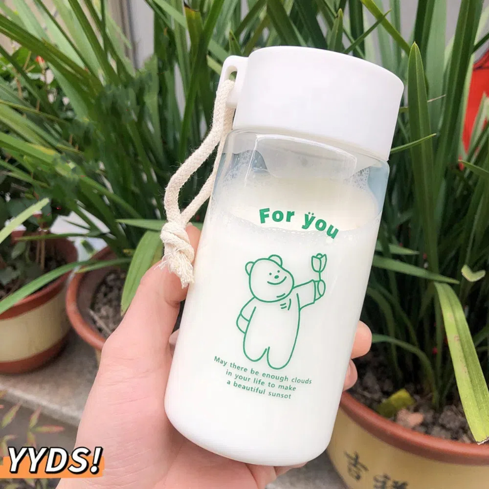 LALAIKE 500ml Chai nước Chú gấu nhỏ Hoa Cúc Cốc uống nước Dễ thương Trong suốt Cốc trà thể thao Học sinh nam nữ - 5