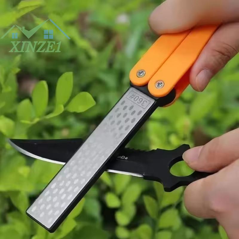 XZ✨✨✨ 1 cái xách tay gấp túi dao mài, di động hai mặt kim cương mài đá ngoài trời Mài đá mài