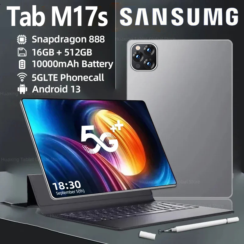 【ซื้อ 1 แถม 7+รองรับซิมการ์ด】ใหม่ Sansumg M17s 12.5 นิ้ว แท็บแล็ตของแท้ Wifi 4G/5G แท็บเล็ต หน่วยประมวลผล 15-core หน้าจอ Android12.0 Tablet RAM16G ROM512G Full HD แท็บเล็ตราคาถูก 8800 mAh แท็บเล็ตถูกๆ ส่งฟรี แท็บเล็ตราคาถูกรุ่นล่าสุด 24MP+58MP ราคา 1,153 บาท*ส่งฟรี