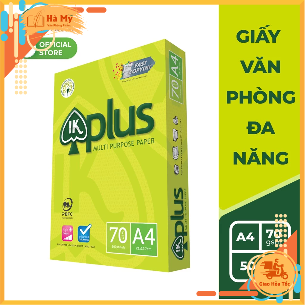 1 Ream 500 Tờ Giấy in văn phòng IK Plus 70gsm/80gsm Khổ A4