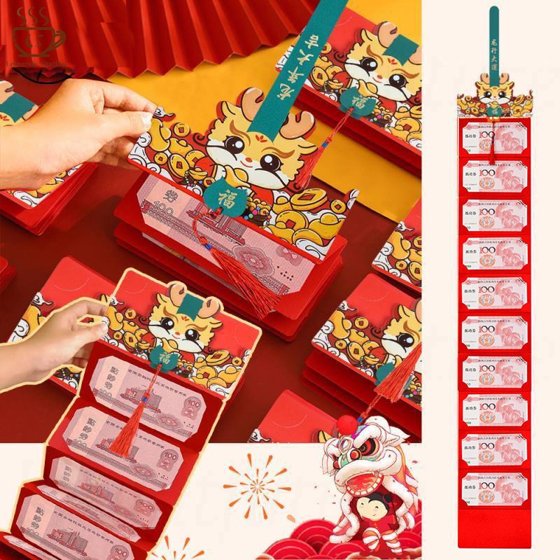 2 6 8 10 Slots 2024 Dragon Year Foldable Red Envelope Spring Festival Red