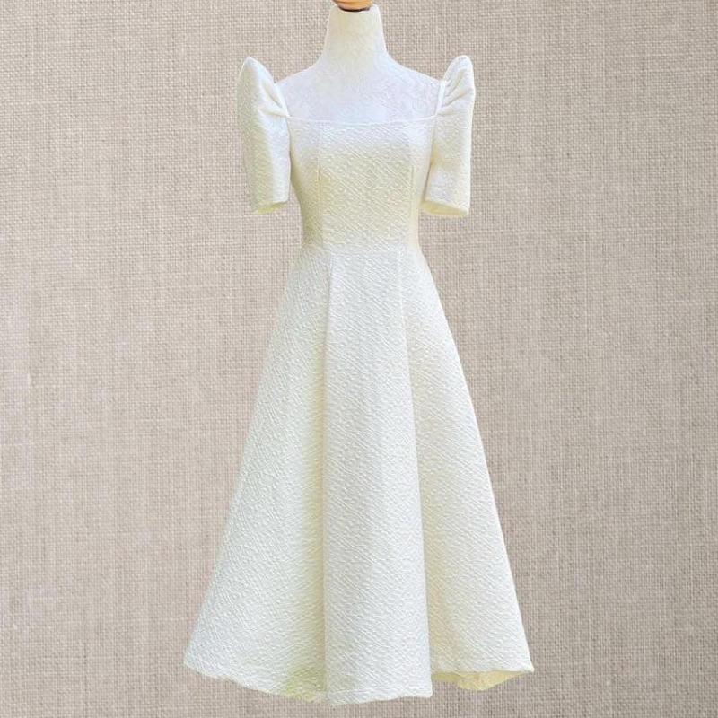 green emerald velvet dress Duchess White Modern Filipiniana Midi Dress - Sally