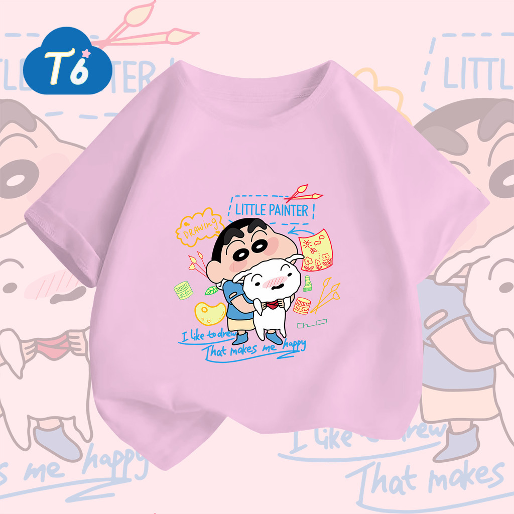 T6🦋💓NEW เสื้อยืดผ้าคอตตอน เสื้อยืด t shirt Crayon Shin-chan😍100% Cotton 6สี 100-140 คอกลม ราคา 149 บาท*ส่งฟรี