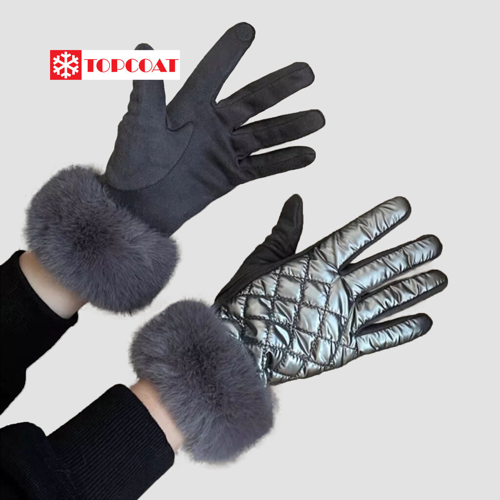 TOPCOAT ถุงมือกันหนาวมีเฟอร์ ผ้ากำมะหยี่สามารถทัชสกรีนได้ ลายตาราง อุณหภูมิได้ถึง 0 องศา (1 คู่) Freesize ราคา 390 บาท*ส่งฟรี