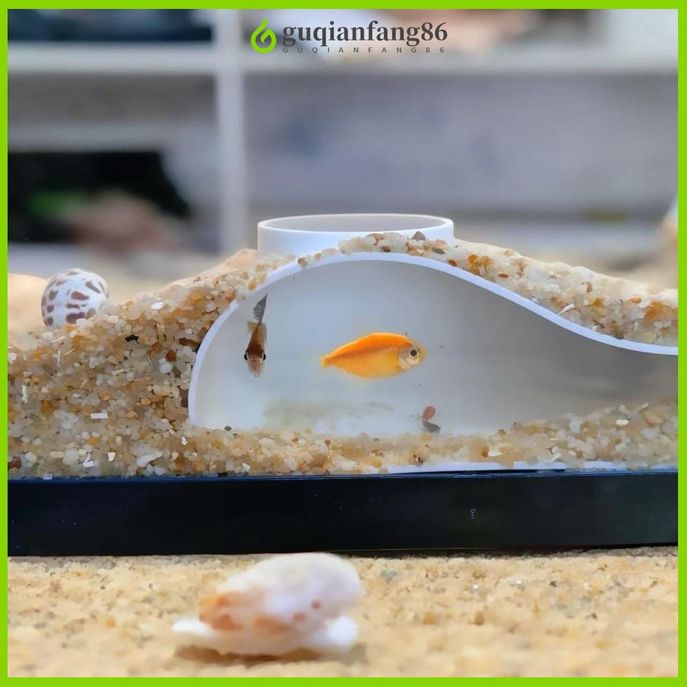 GUQIANFANG86 Đường cong Hang động đường hầm dưới lòng đất cho bể cá Đa chức năng Trang trí bể cá Nơi ẩn náu hoàn hảo cho cá tôm Sự sáng tạo Dưới đường hầm sỏi Trang trí bể cá một lỗ