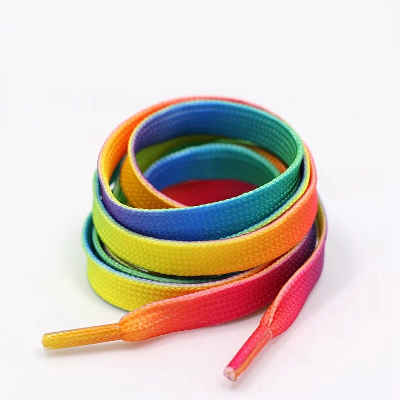 AL 1 Pair Colorful Shoelaces Rainbow Gradient Print Flat Shoe laces Chromatic Colour Sneakers Shoelace 80CM100CM120CM BC-1