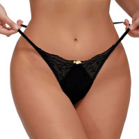 Women G-string High Waist Lace Hollow Out Elastic Soft Solid Color Seamless Fake Flower Decor Anti-septic Spaghetti Strap Quick-drying Soft Lady Panties Underpants