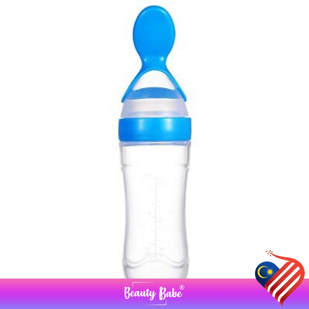 Baby Silicone Squeeze Spoon Feeder Feeding Bottle Food Sudu Bubur Bayi