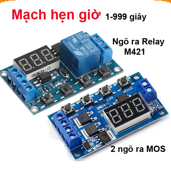 Mạch hẹn giờ 0-999 phút dùng Relay M421 hoặc Dual MOS, 5V-36V đóng ngắt thiết bị ||