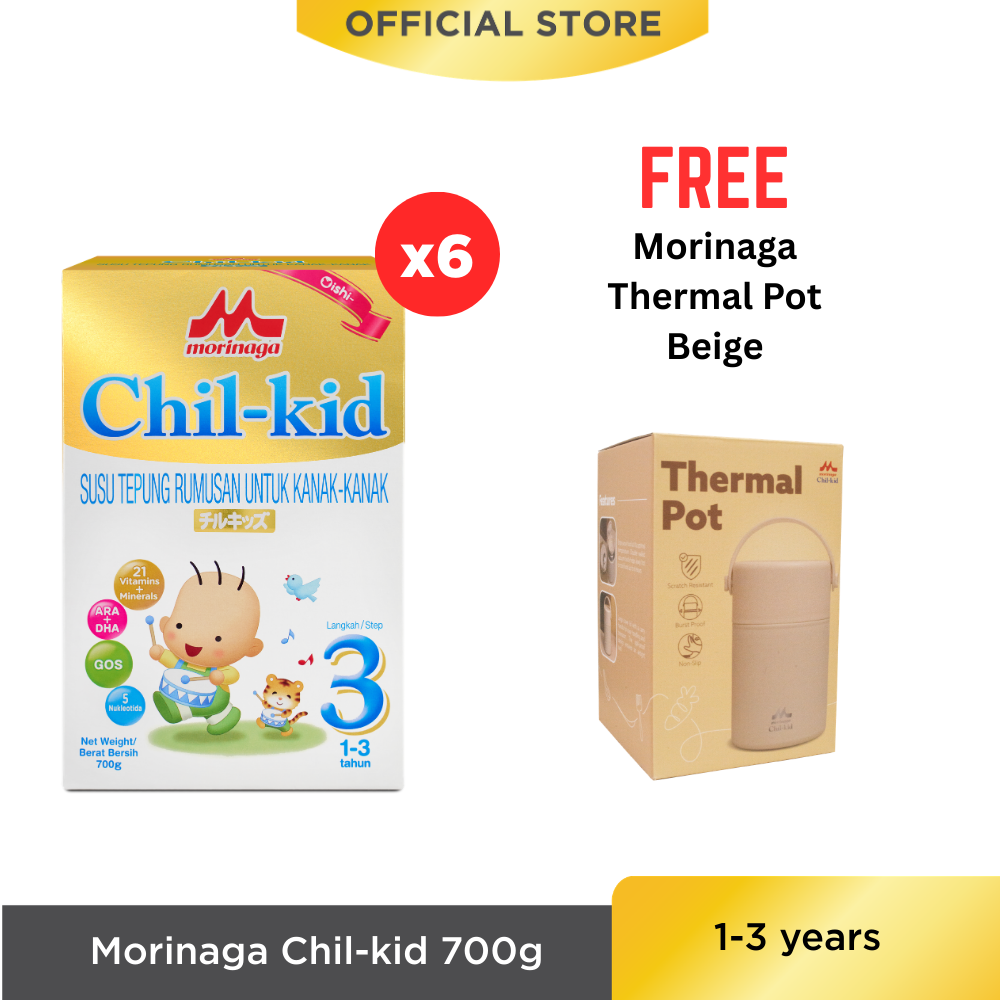 Morinaga Chil-kid Step 3 (No Sucrose) 6 boxes x 700g [Free 1 Morinaga Thermal Pot]