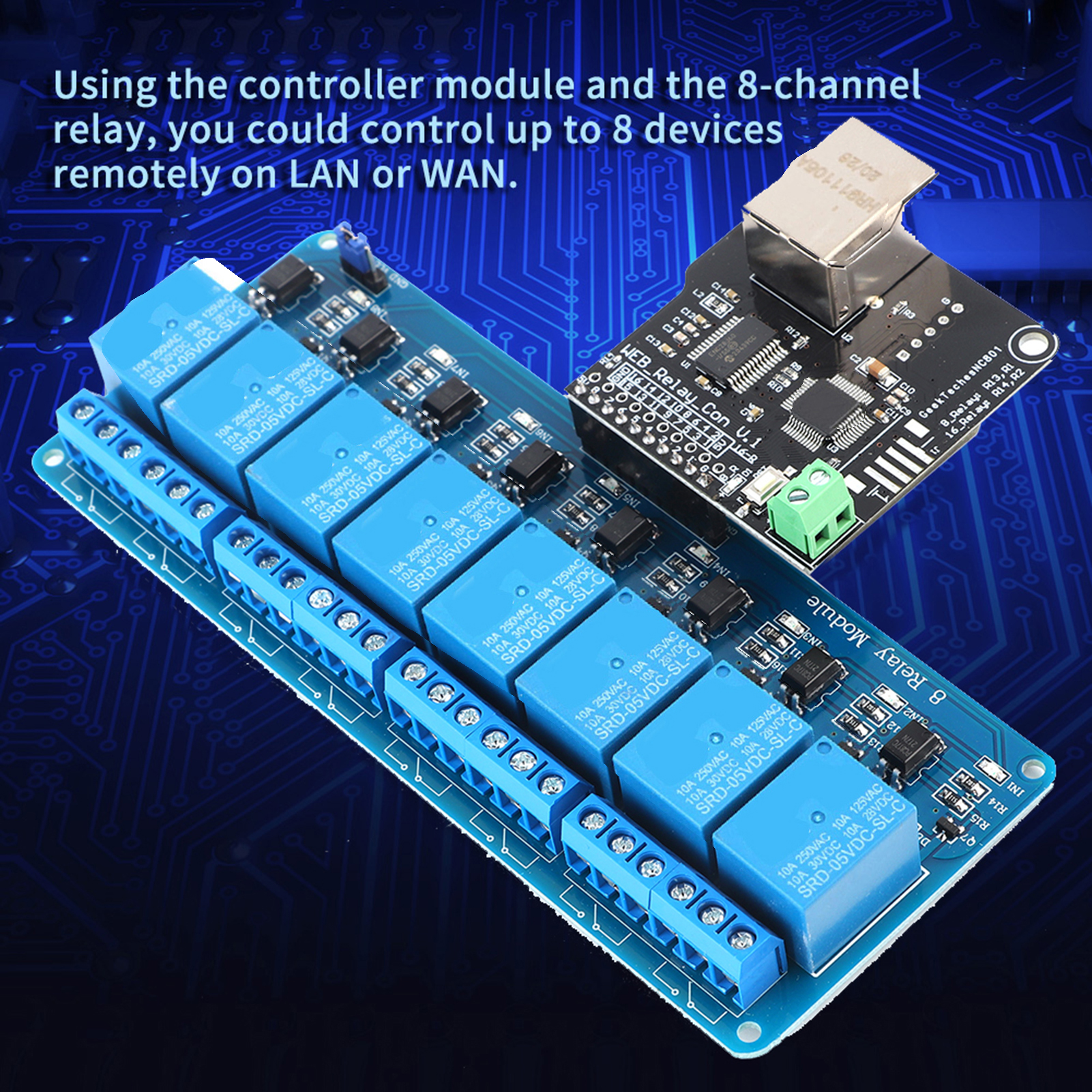 Thẻ điều khiển Ethernet với 8 Rơ Le kênh Module Ethernet mô-đun điều khiển LAN WAN lưới mạng lưới máy chủ RJ45 giao diện