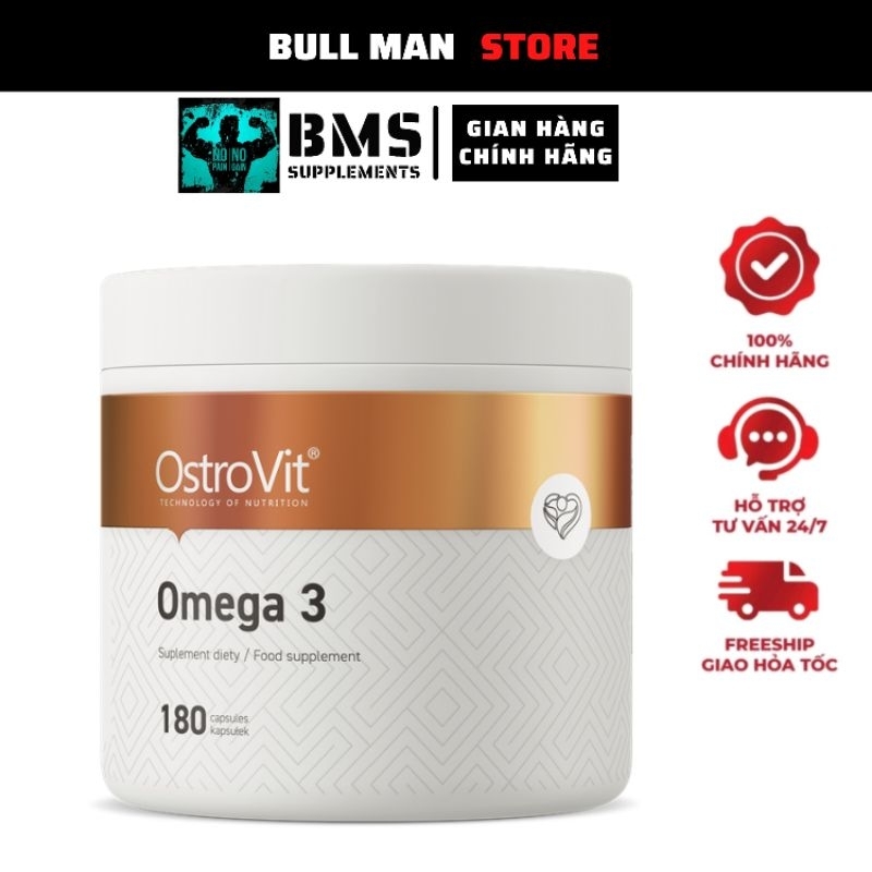 Viên Uống Dầu Cá Ostrovit Omega 3 90v/180v/500v Hỗ Trợ Mắt, Sức Khoẻ - BULL MAN STORE