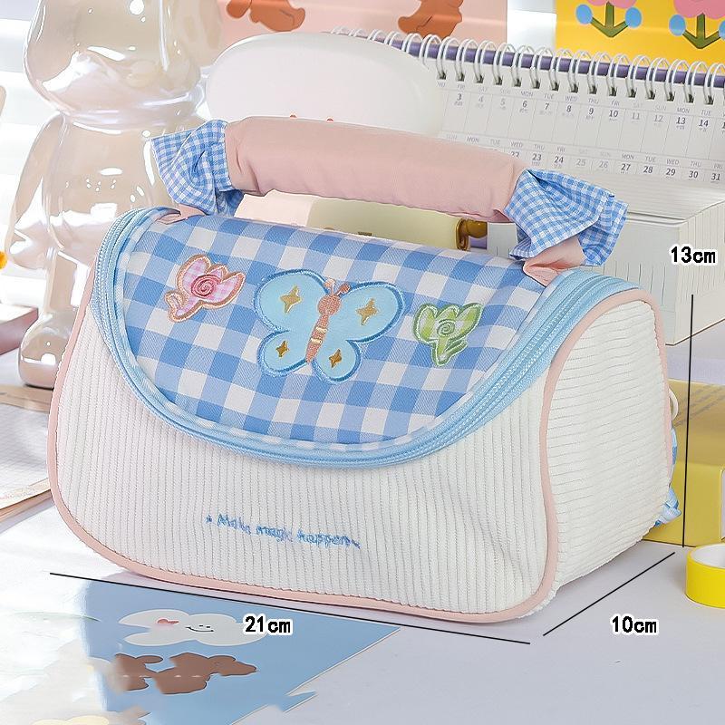 Tas Pensil Besar Kotak Pensil Lucu Motif Boneka tas tangan Tas Pena Genggam Tempat pensil Multifungsi Stationery
