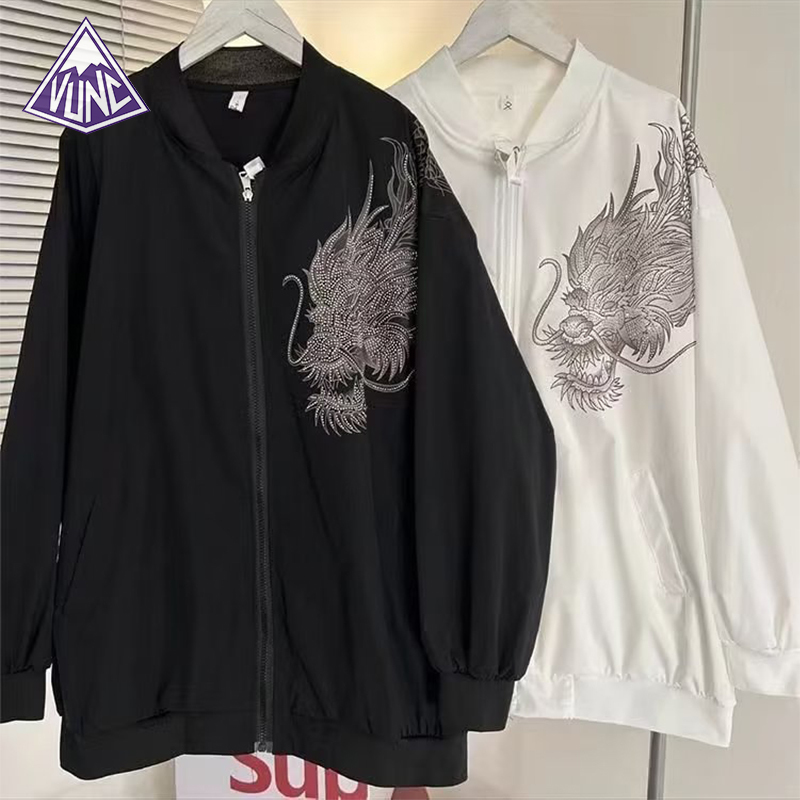 VUNC Áo Khoác Nam Áo Khoác Có Khóa Kéo Rồng mỏng rộng áo khoác Jacket đẹp trai thường ngày