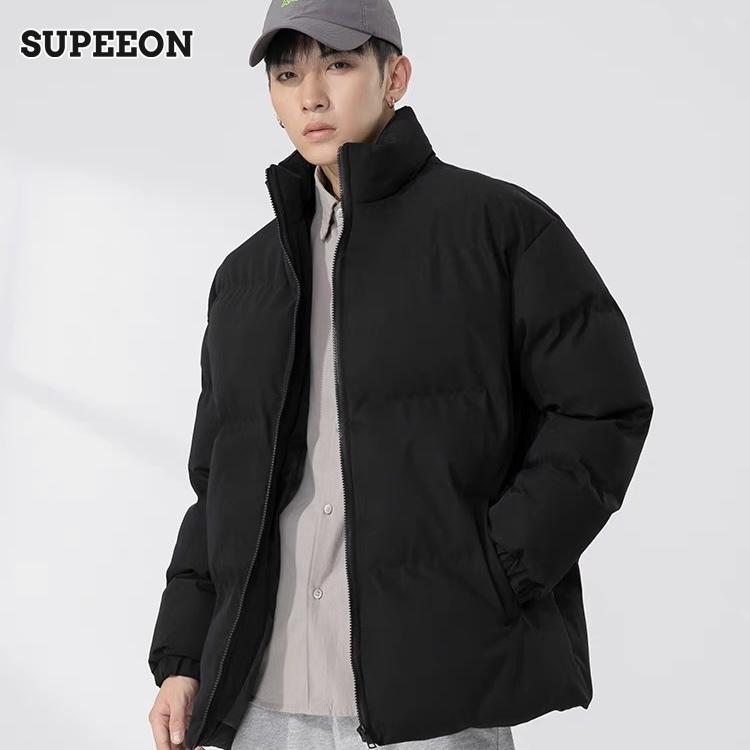 SUPEEON Men s loose and versatile thickened cotton jacket Unisex stand