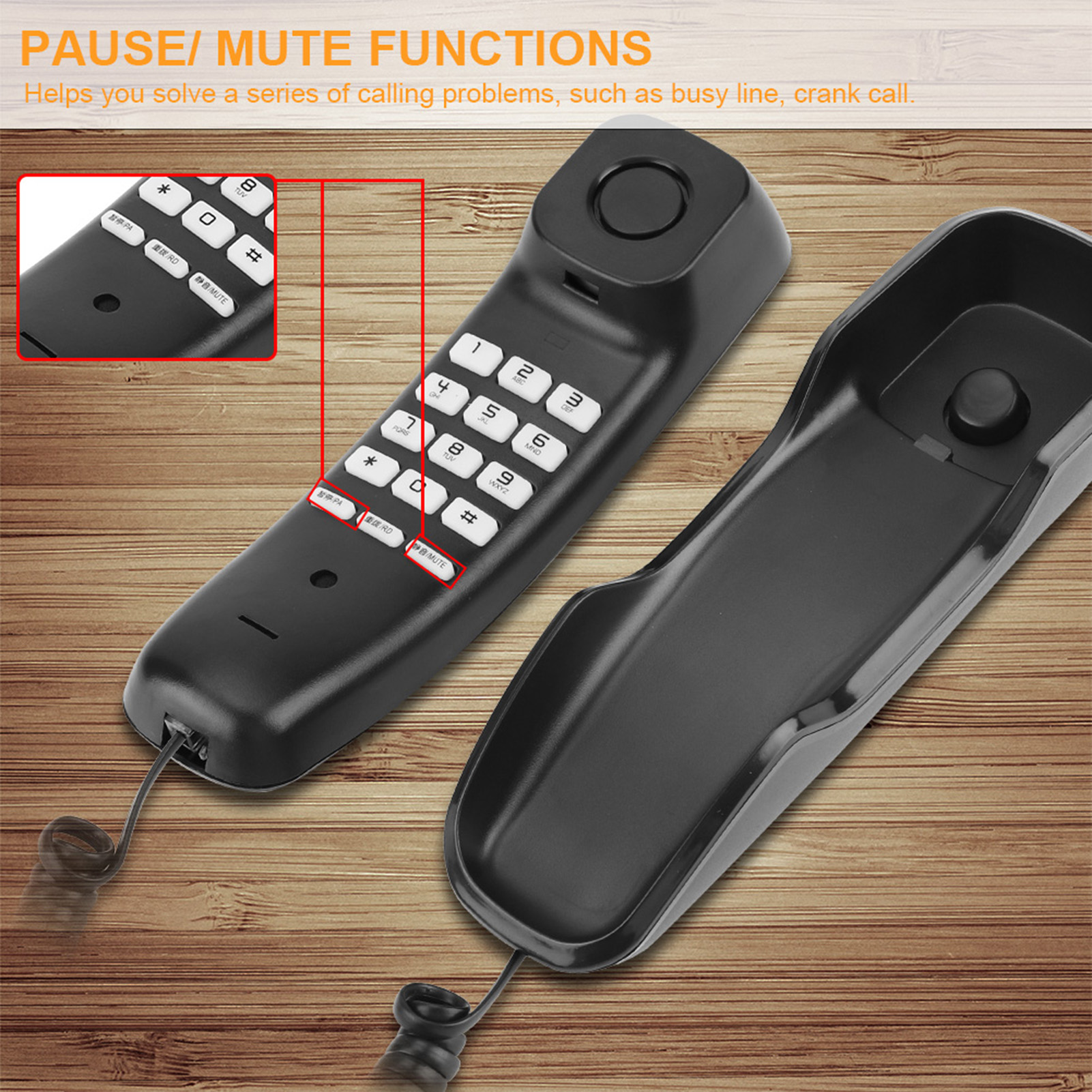 Pause Function Wall Phones Wall Telephone Noise cancelling Hanging Telephone for House for Home ราคา 370 บาท*ส่งฟรี