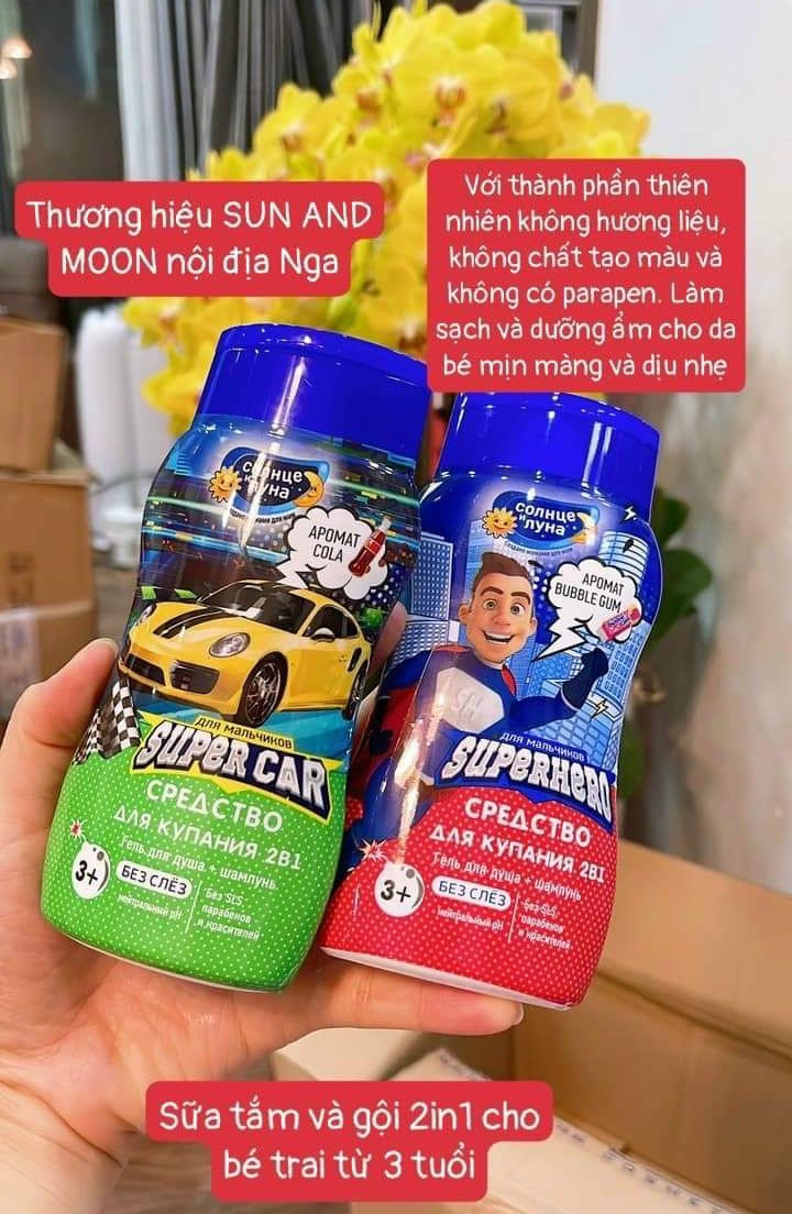 Sữa tắm gội sun and moon 2in1 dành cho bé trai từ 3 tuổi 200ml hàng nội