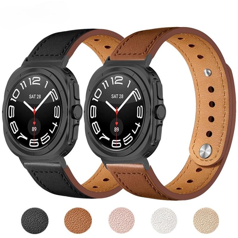 Leather Loop For Samsung Galaxy Watch ultra Strap 47mm High quality cowhide samsung watch7 40 44mm strap Accessories bracelet ราคา 379 บาท*ส่งฟรี