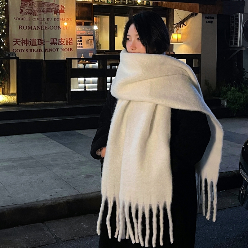 Khăn quàng cổ lớn ấm áp NANA dòng màu trơn mới, khăn len dày Hàn Quốc