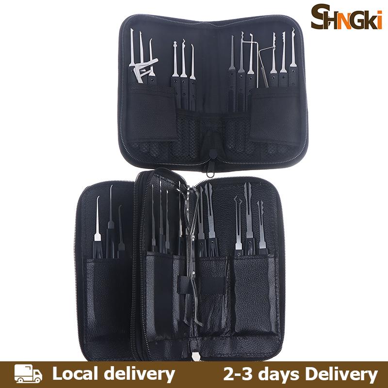 SHNGki Home💖2-3 days Delivery💖 15 17 24pcs cổ điển Thép không gỉ Công cụ khóa xe hơi di động mở khóa Kit túi đa chức năng lockpick công cụ
