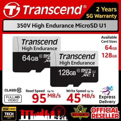 Transcend 350V High Endurance MicroSD Card 95MB/s Class 10 U1 64GB 128GB 3PM.SG Express Door Delivery 3 to 7 Days