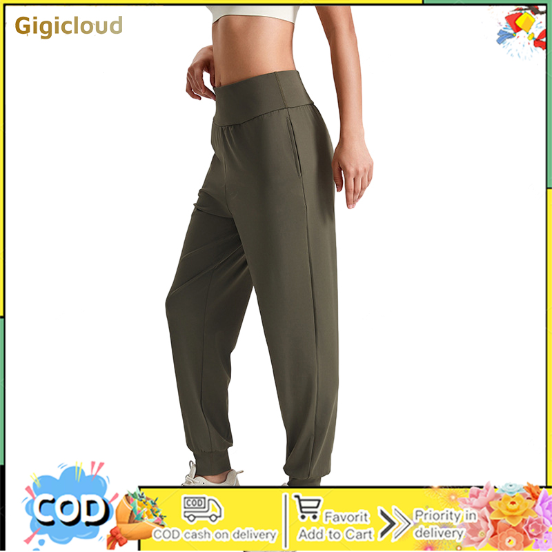 Women's Joggers Pants Fashion High Waist Fitness Running Casual Pockets Solid Color Pants For Workout Hiking ราคา 431 บาท*ส่งฟรี