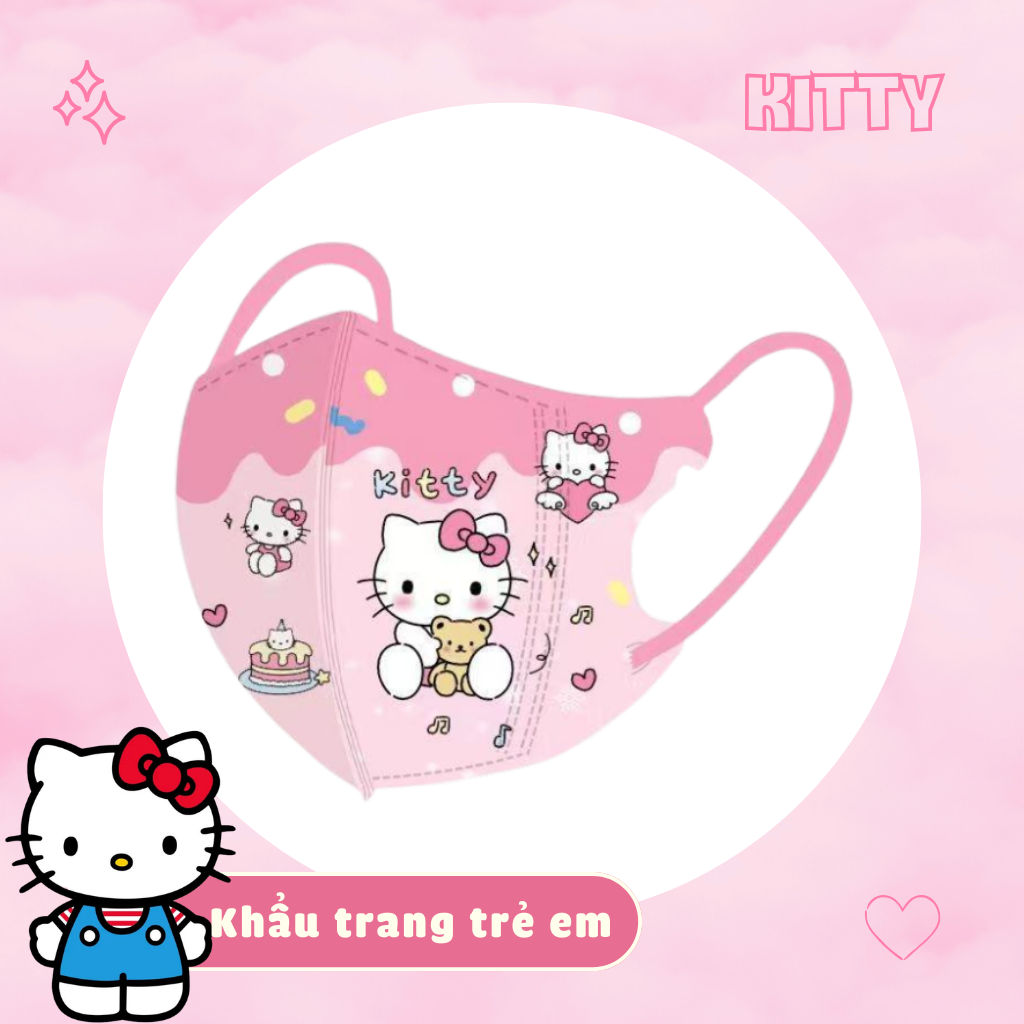 Mặt nạ in hình hoạt hình 3D dành cho trẻ em phù hợp cho trẻ từ 3-12 tuổi khẩu trang dùng một lần ba lớp đóng gói riêng