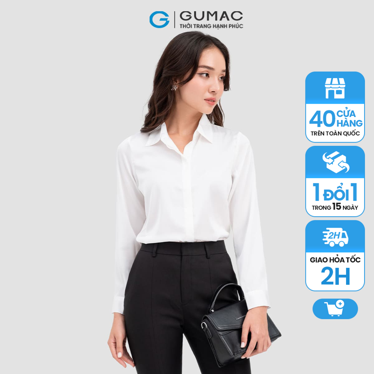 Áo sơ mi nẹp che thời trang gumac ac10041