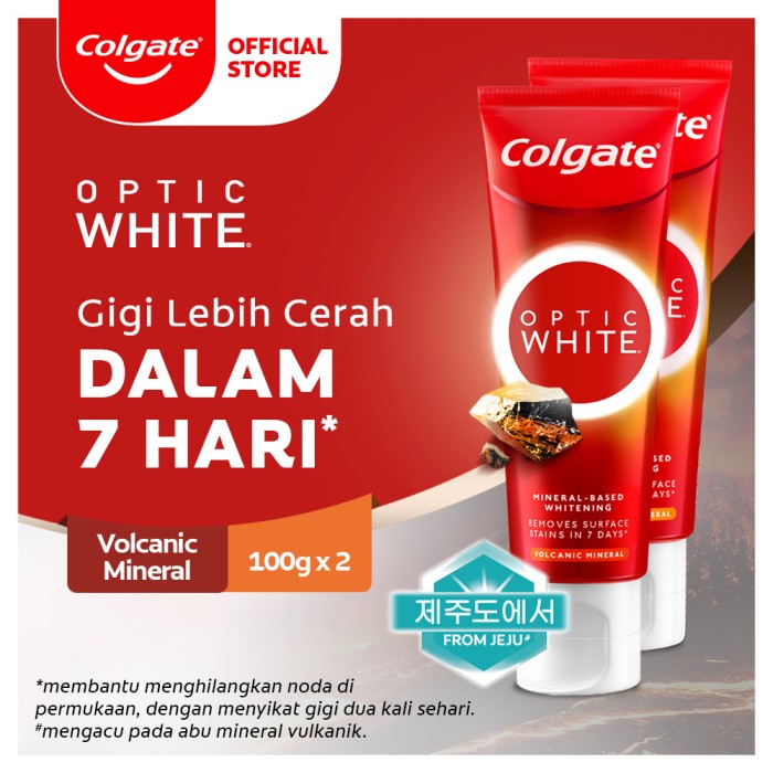 [2 PCS] Colgate Pasta Gigi Optic White Volcanic Mineral 100 gr - Twin Pack