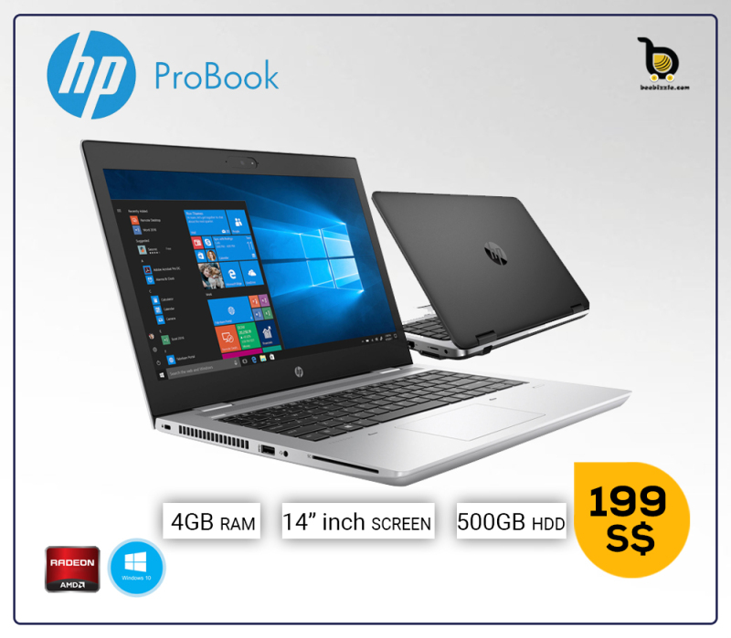 HP ProBook 645 14in LED, AMD A8-5550M 2.1 GHz, 4GB Ram, 500GB HDD, AMD Radeon HD 8550G, Windows 10 Professional