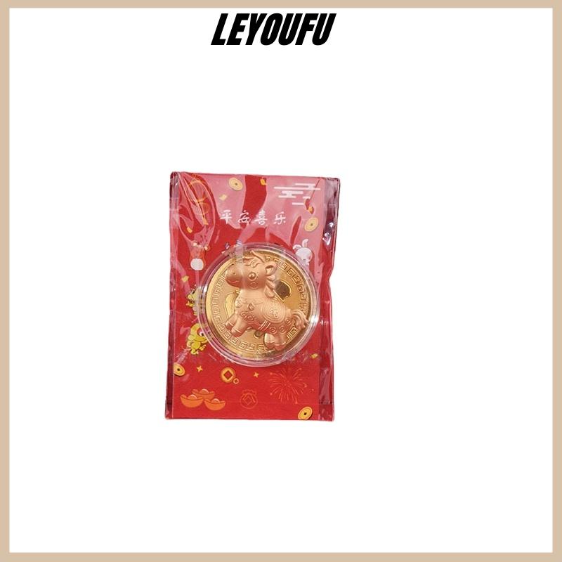 LEYOUFU 1 3Pcs Năm của Ngựa Kỷ Niệm Huy Chương 2026 Hoàng Đạo Ngựa Giả Vàng Lá Thẻ Lưu Niệm Đồng Xu Kim Loại Thủ Công Mỹ Nghệ Tổ Chức Sự Kiện Quà Tặng Lưu Niệm - 6