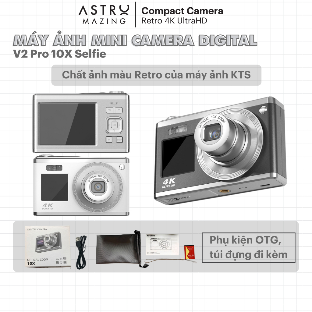 Máy ảnh kĩ thuật số Digital Mini Camera V2 Pro by AstroMazing - Quay