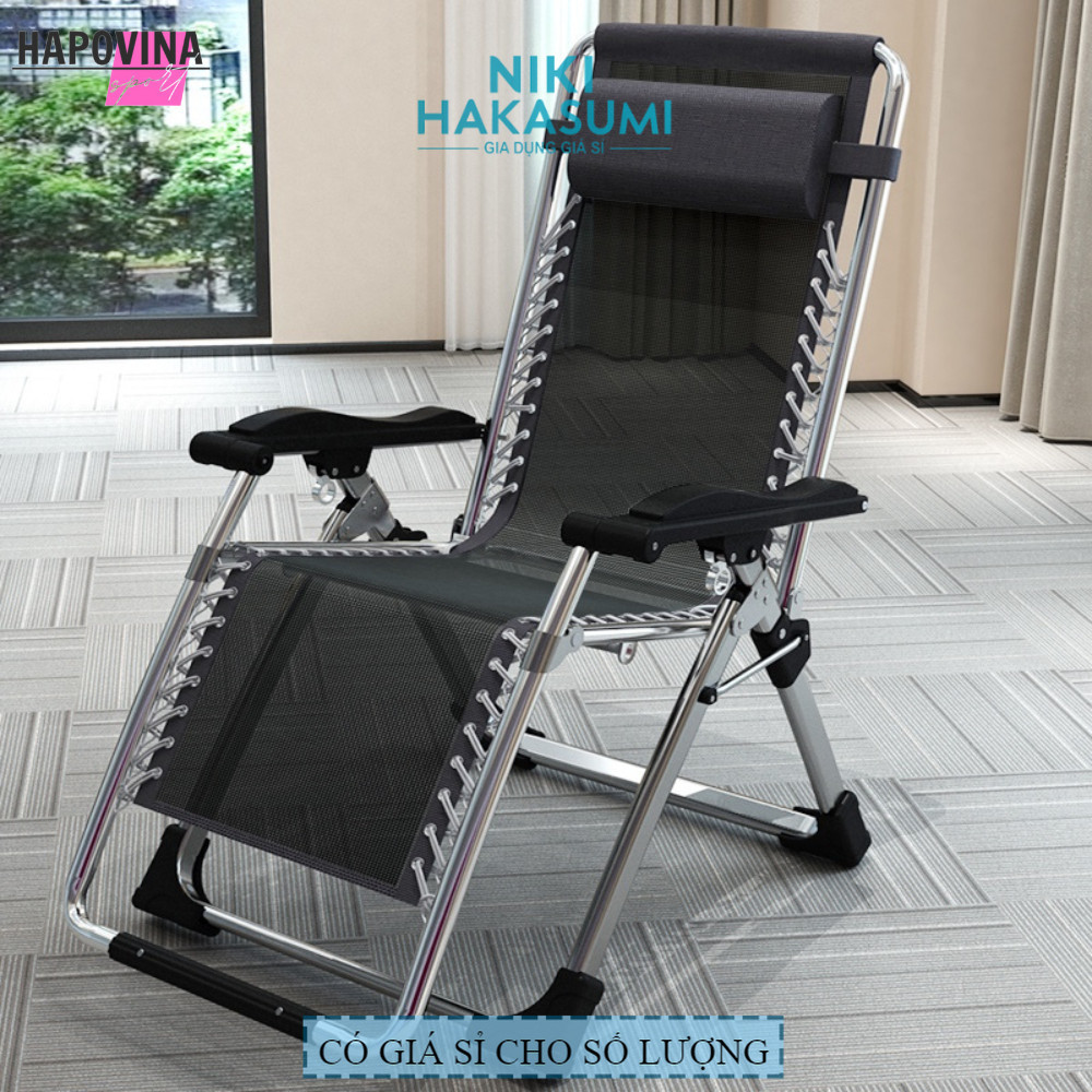 Ghế thư giãn gấp gọn, chịu tại 300kg khung hợp kim siêu dày, Ghế xếp thư giãn gấp gọn thành giường ngủ trưa văn phòng