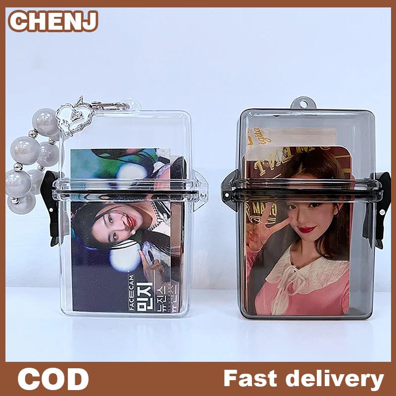CHENJ 3 inch lưu trữ trong suốt Hộp giữ photocard với dây không thấm nước trường hợp thẻ ngoài trời vuông chống bụi hộp lưu trữ ảnh hộp