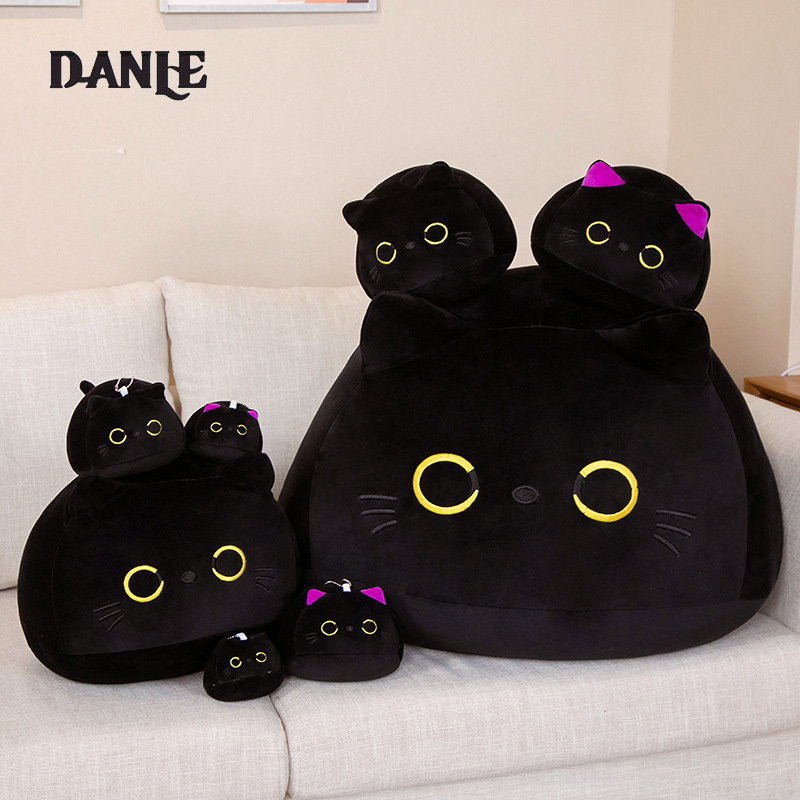 Black cat pillow plush doll cute cute cute cat doll pillow ราคา 224 บาท*ส่งฟรี