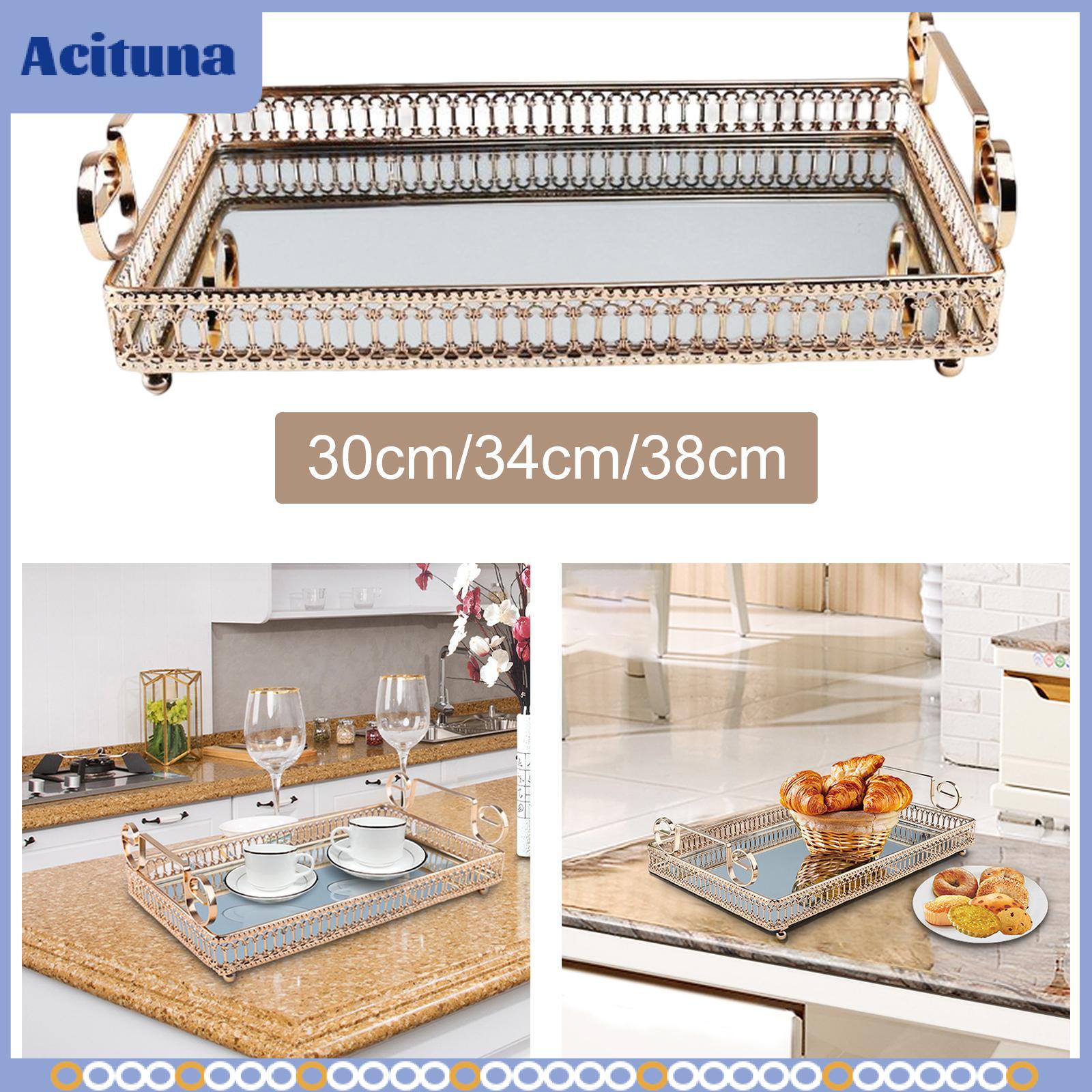 ชุดจานชามและแก้วน้ำบนโต๊ะอาหาร Acituna กระจกในครัวเรือนเสิร์ฟถาดเก็บขนมปังสำหรับขนมผลไม้น้ำหอม