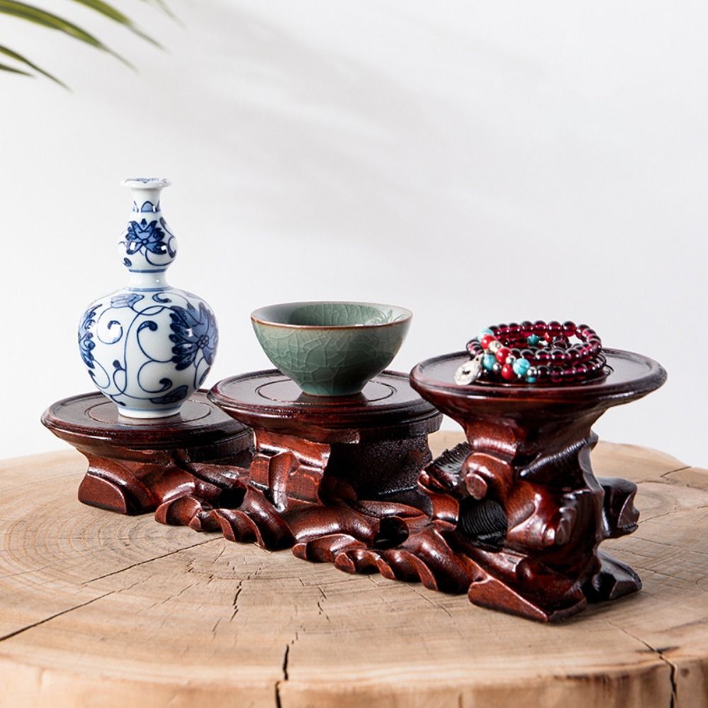 GEMMA Tròn Bằng gỗ Tượng cây cảnh Cổ điển Trưng bày bệ đá Cốc ấm trà Đế bình hoa Giá trưng bày Khay phục vụ Đế trưng bày