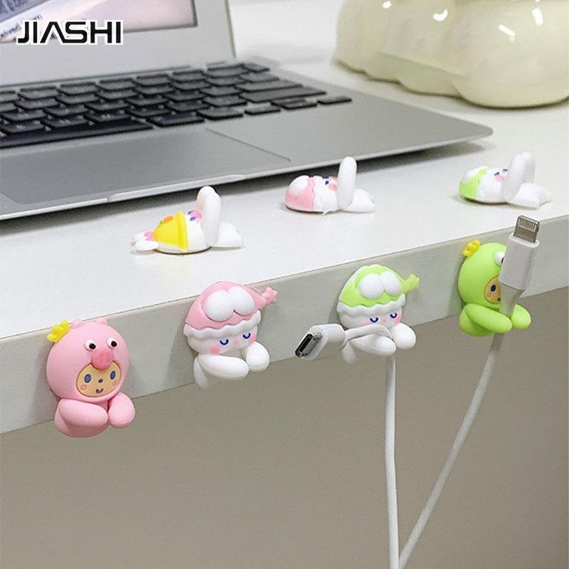 JIASHI Cute desktop traceless punch-free cable manager data cable mobile phone charging cable clip buckle holder toothbrush storage ราคา 66 บาท*ส่งฟรี
