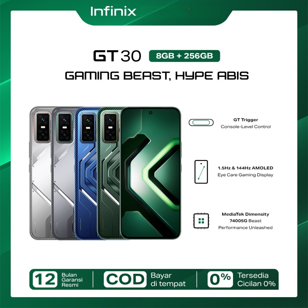 [NEW] Infinix GT 30 5G [8/256GB] - Up to 16GB Extended RAM - Dimensity 7400 5G - 6.78" Amoled+ 144Hz - 64MP - NFC Giá 3,599,000 Đồng*Miễn phí vận chuyển
