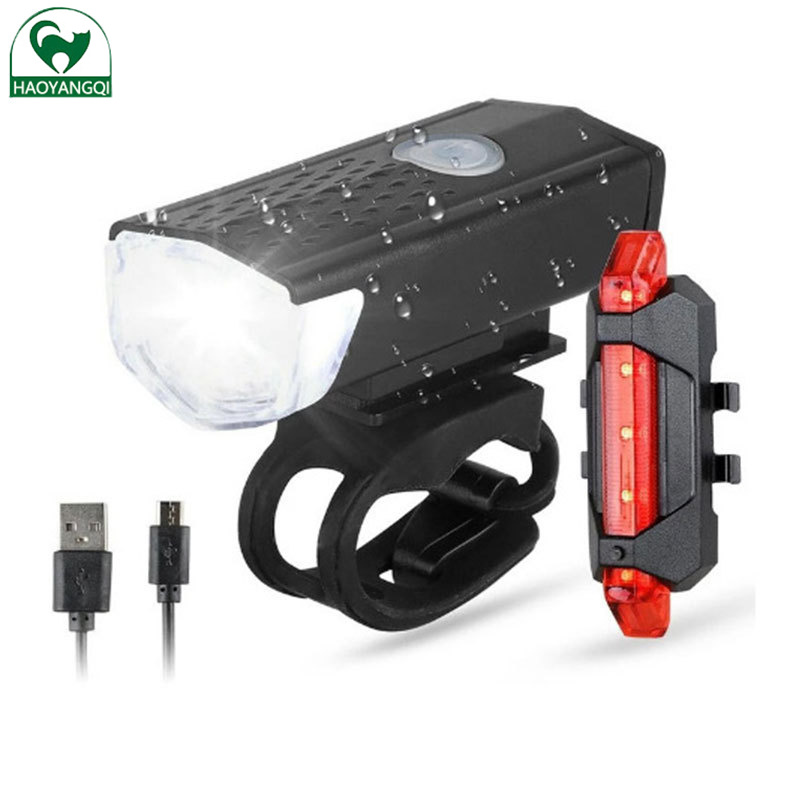 Đèn pha đèn xe đạp đi xe ban đêm Đèn sạc USB độ sáng cao đèn pha đèn pha xe đạp leo núi Đen