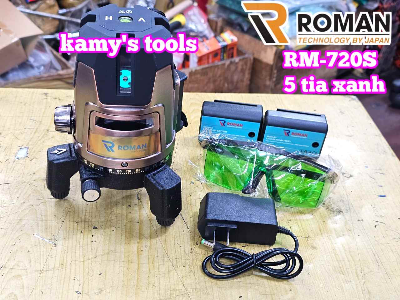 Máy cân mực bắn cốt căn laser 5 tia xanh Roman RM-720S