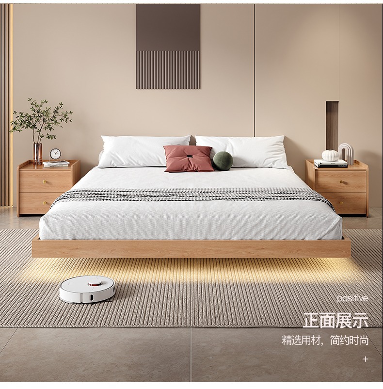 Giường treo kiểu Nhật Bản giường tatami hiện đại đơn giản không có giường đầu giường giường đôi và giường ăn sáng giường ngắn