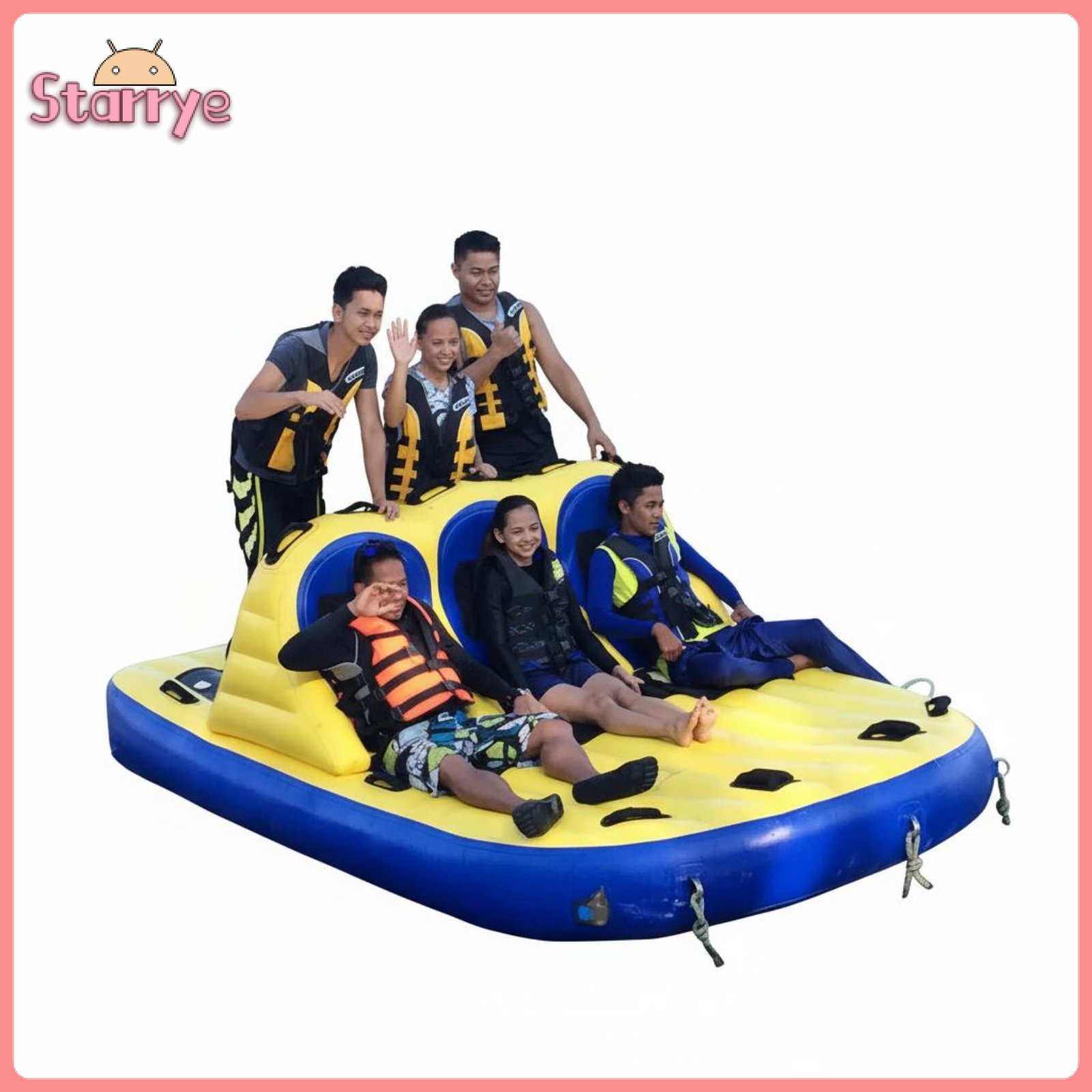 Sunnimix Thickened PVC Material Inflatable Towable Sofa Reinforced Handles Flying Marine Creature Water Raft High-Temperature Welded Seams Towable Boat Tube Quick Connect Tow Point for Families, Boaters, Lake, Beach, Ocean, River ราคา 50,759 บาท*ส่งฟรี