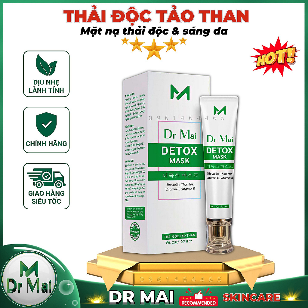 Mặt nạ thải độc hút dầu sáng da ngừa mụn Dr Mai Detox Mask 20g