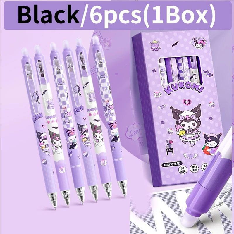 Kuromi Erasable Pen Cute Cartoon Gel Pen 0.5mm Black Blue Ink Pen Student Writting Stationery