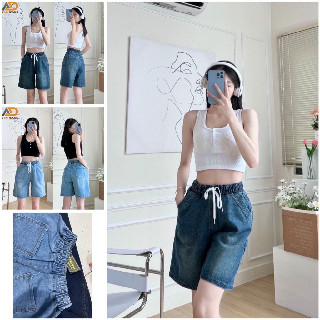 Quần Jean nữ lưng chun co giãn có bigsize 3XL, quần bò lửng lưng thun co giãn phong cách Hàn Quốc