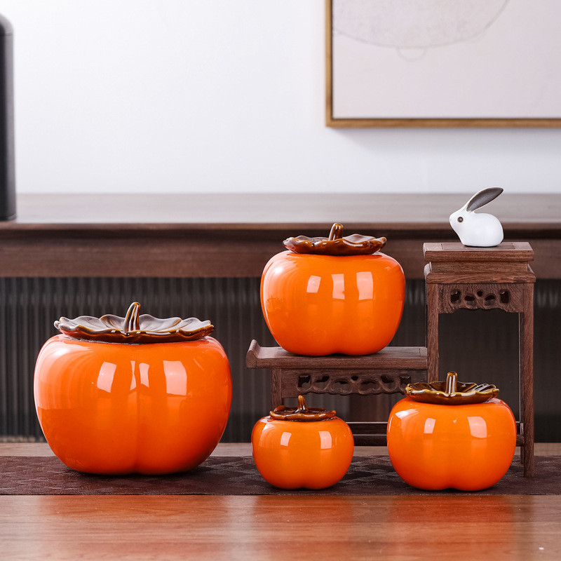 Plastic Jar Persimmon Shape Storage Jar Household Small Jar Savings Jar Tea Container Tea Storage