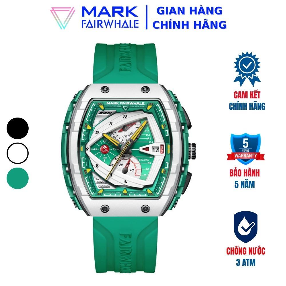 Đồng Hồ Nam Thể Thao FW009 Mark Fairwhale Máy Pin Size 45mm Chống Nước 30m Dây Đeo Silicone Cá Tính