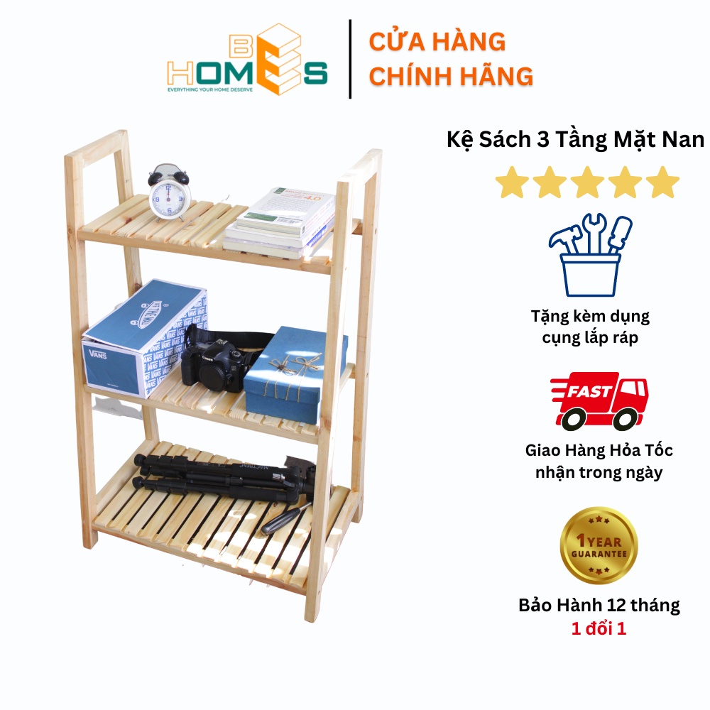 Kệ sách Behomes 3 tầng mặt nan